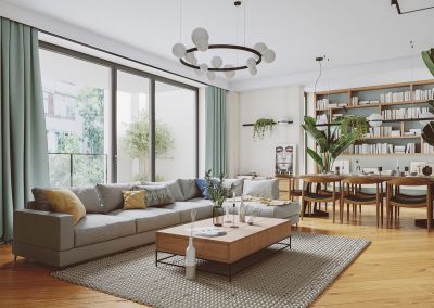 Thiết kế không gian sống thanh bình với cây xanh và gỗ tự nhiên trong nhà