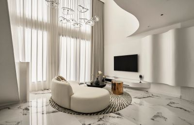 Căn hộ thông tầng 139 m2 màu trắng tối giản - Nhà Đẹp Sài Gòn