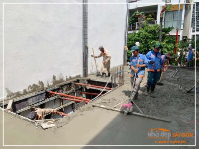 Mrs. Thanh's House - Công tác đổ bê tông dầm, sàn lầu 1 - Nhà Đẹp Sài Gòn