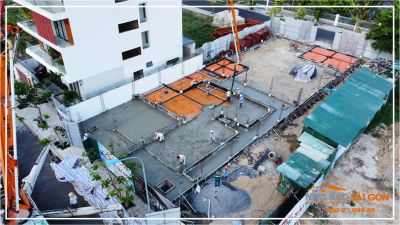 Mr. Thiết's Villa - Công tác đổ bê tông sàn tầng trệt - Nhà Đẹp Sài Gòn