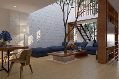 Thiết kế phòng khách xanh cho nhà phố thêm thoáng mát - Nhà Đẹp Sài Gòn